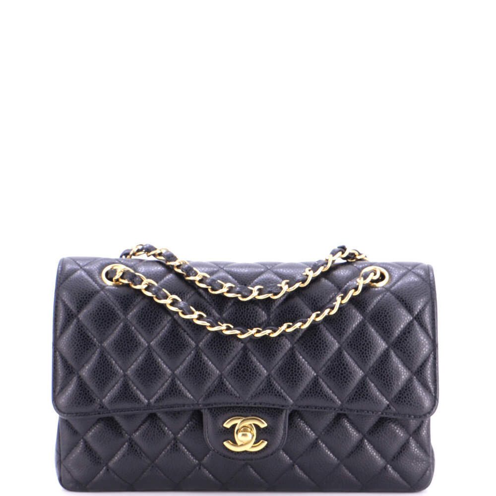 Chanel Medium Classic Double Flap Bag Quilted Caviar